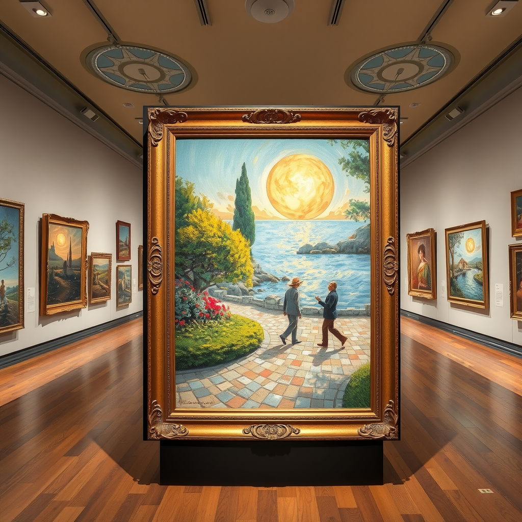 Salle d'exposition du Musée Fabre présentant des œuvres impressionnistes avec au premier plan un tableau lumineux de Frédéric Bazille représentant une scène de vie en plein air sous le soleil méditerranéen